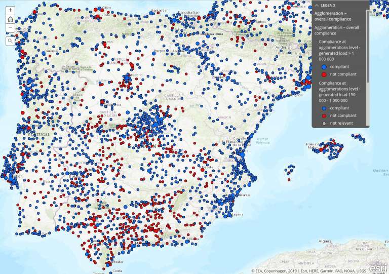 Cumplimiento de las normativas europeas sobre la recolección y tratamiento de aguas residuales en España.
